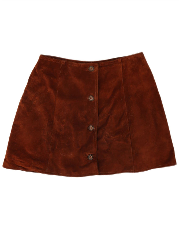 Vintage Γυναικεία Suede Mini Φούστα W28 Μεσαίο Καφέ