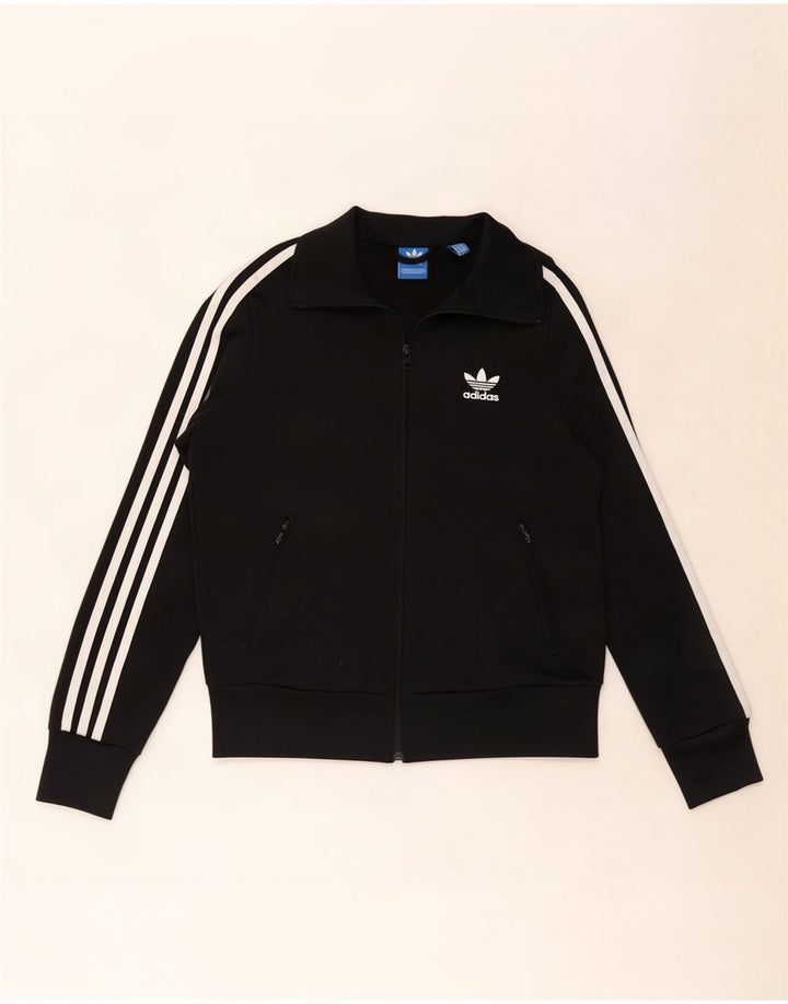 Γυναικεία αθλητική φόρμα γραφικών Adidas Top Jacket UK 10 Small Black Polyester