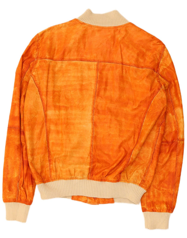 Milestone Ανδρικό Suede Bomber Jacket UK 36 Small Orange Leather