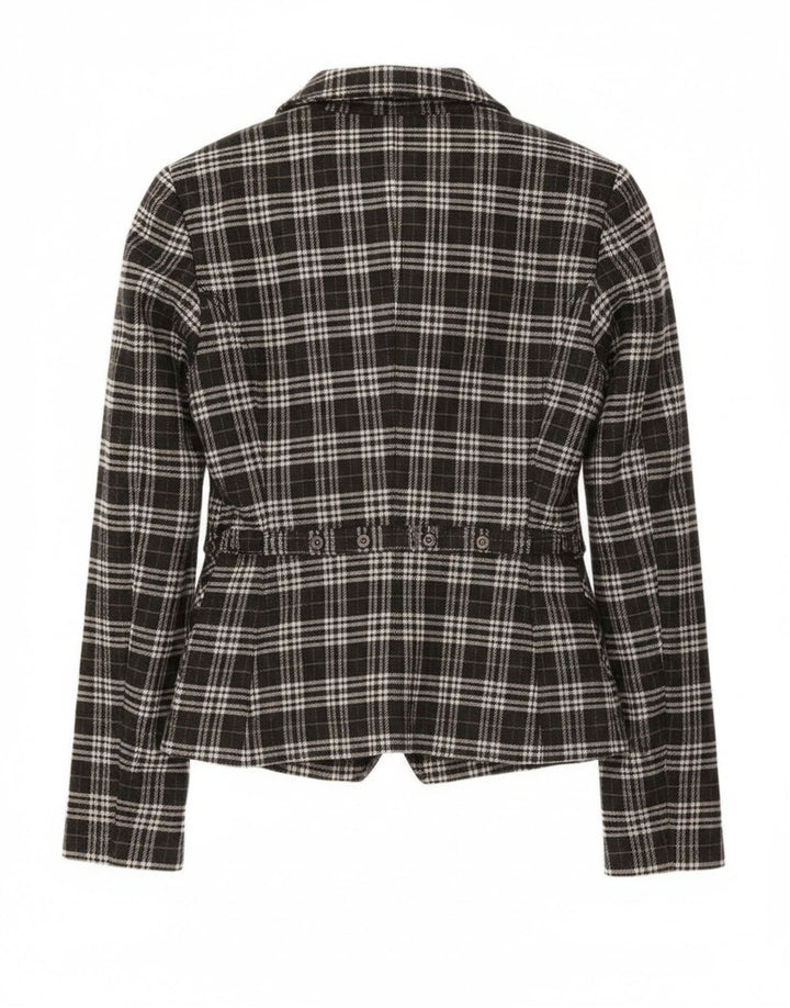 Roccobarocco Γυναικείο σακάκι με 2 κουμπιά σακάκι IT 44 μεσαίο μαύρο βαμβακερό καρό