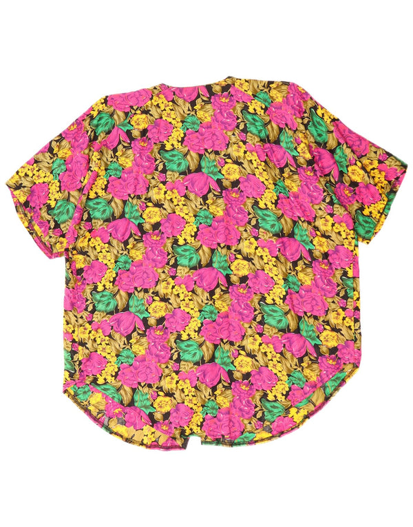 VINTAGE Γυναικείο πουκάμισο Oversized Μπλούζα UK 22 3XL Πολύχρωμο Floral