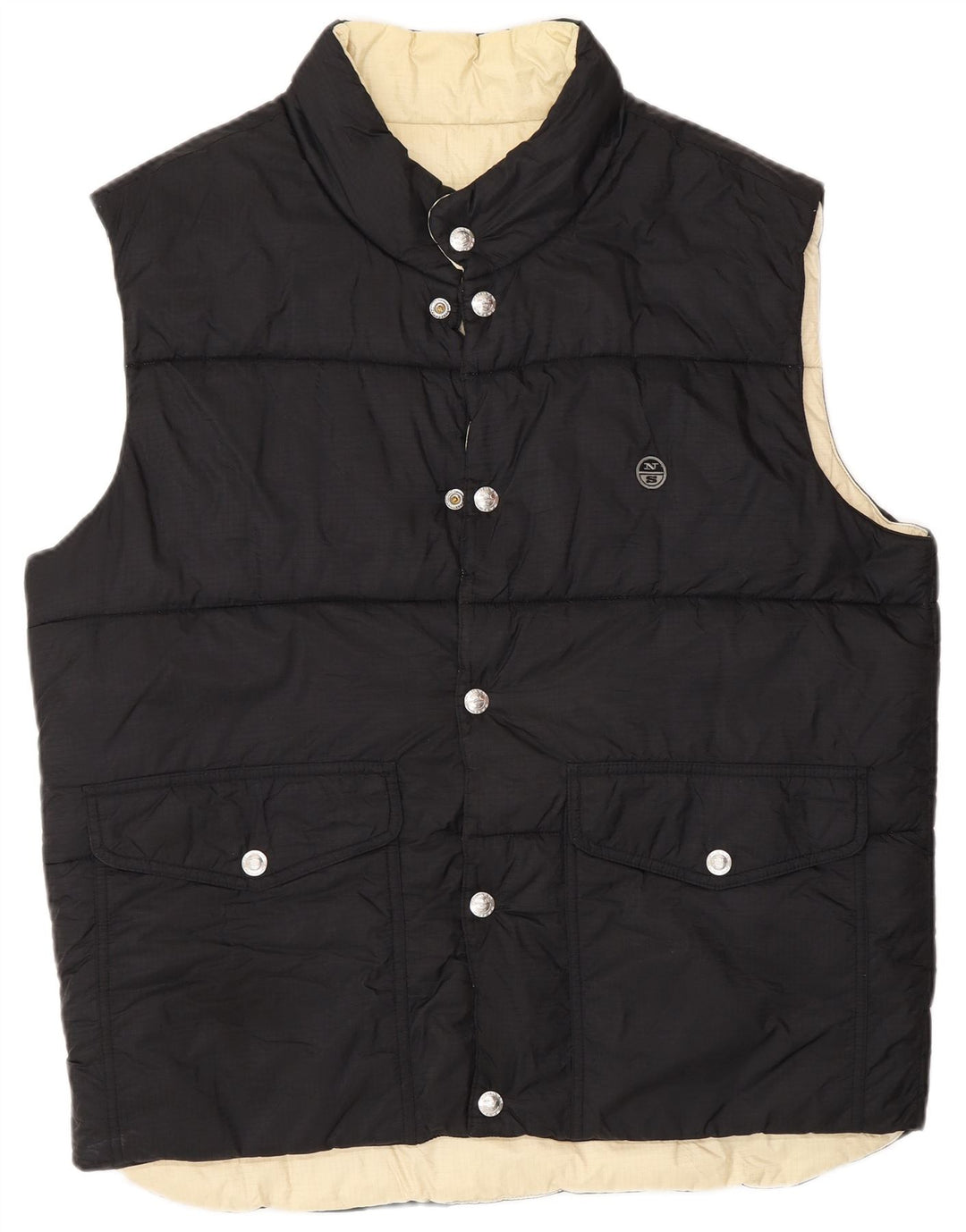 North Sails Mens Reversible Padded Gilet UK 42 XL Black Polyamide