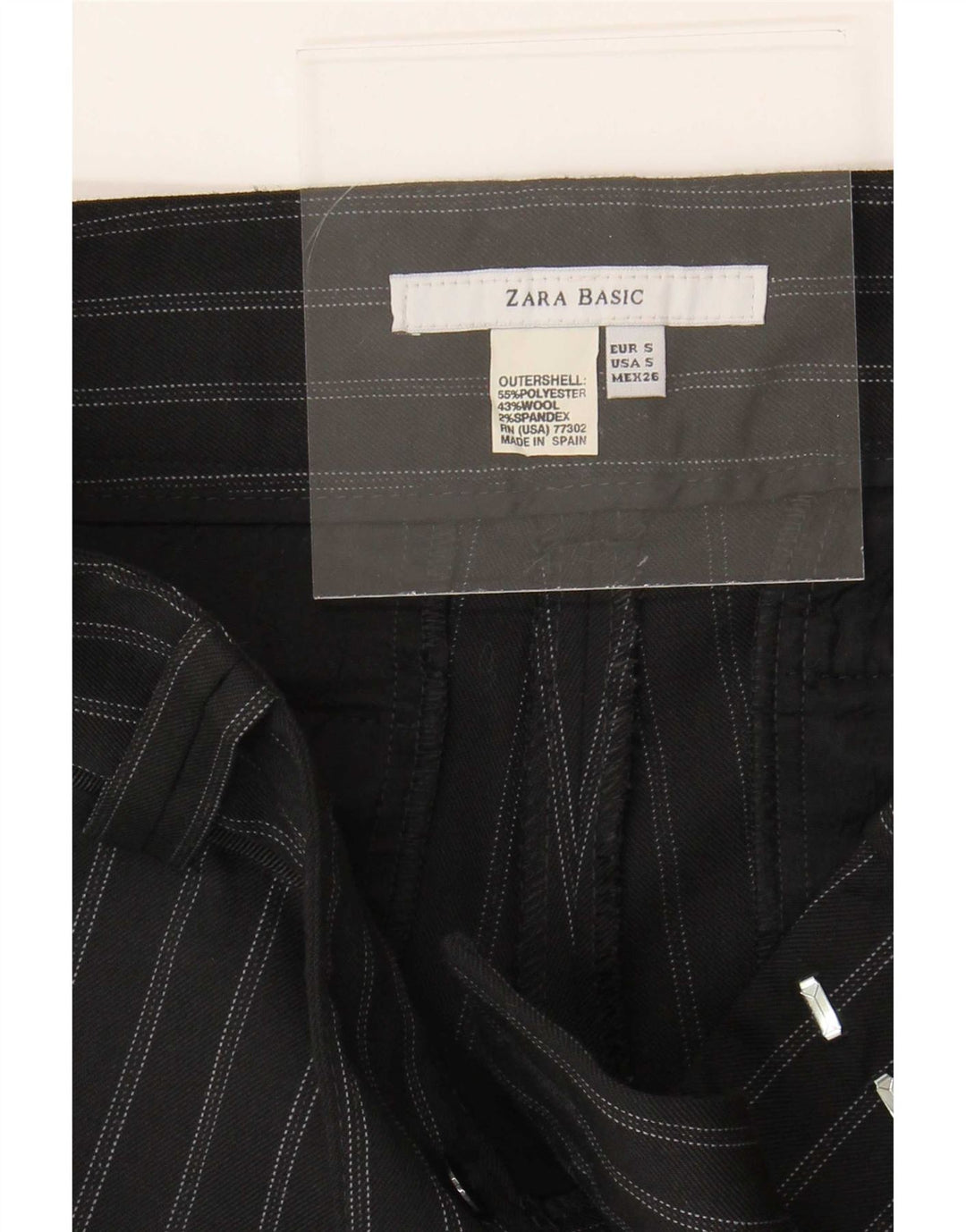 Zara Γυναικείο σορτς Chino Small W26 Μαύρο ρίγες πολυεστέρας