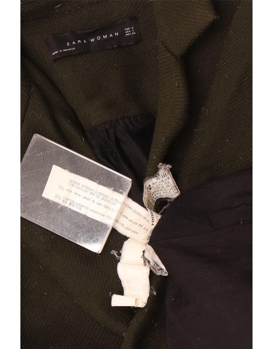 Zara Γυναικείο Παλτό UK 10 Small Khaki Wool