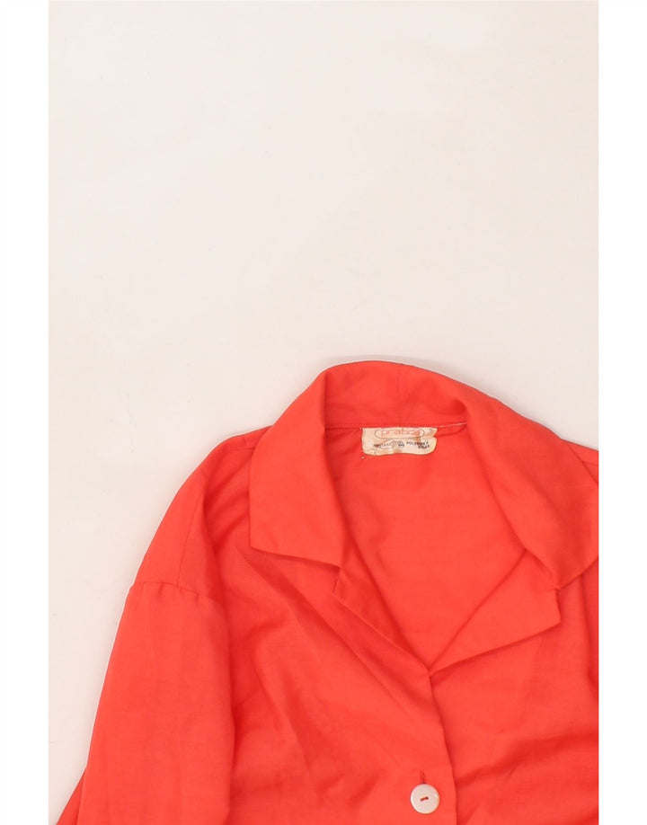 VINTAGE Womens 3/4 Sleeve Shirt UK 12 Medium Red Polyester Vintage Vintage and Second-Hand Vintage from Messina Hembry 