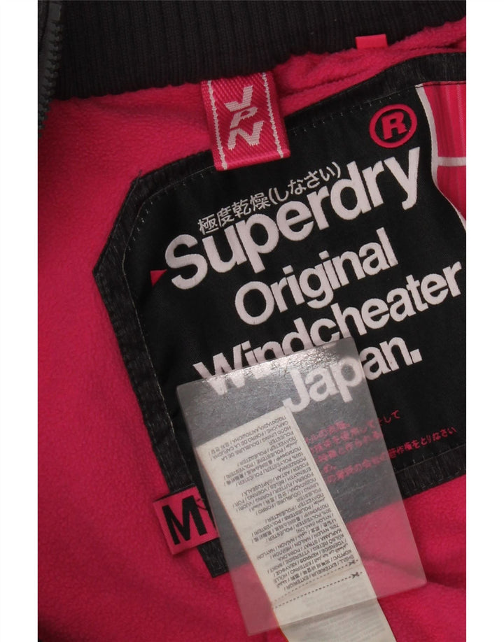 Superdry Γυναικείο Windcheater Hooded Windbreaker Jacket UK 14 Medium Black