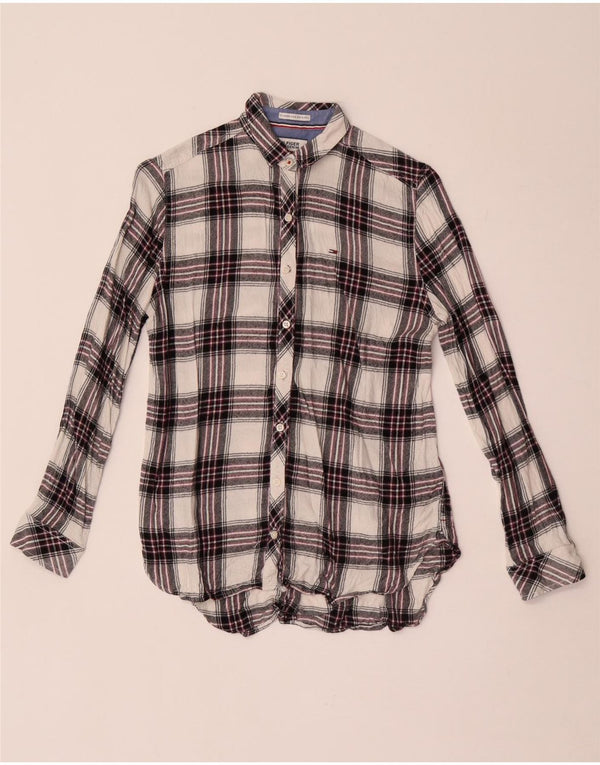 Tommy Hilfiger Γυναικείο Φανελένιο Πουκάμισο UK 6 XS Λευκή καρό βισκόζη