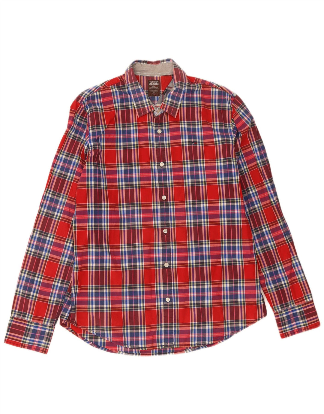 Ανδρικό πουκάμισο Tommy Hilfiger XL κόκκινο καρό βαμβακερό
