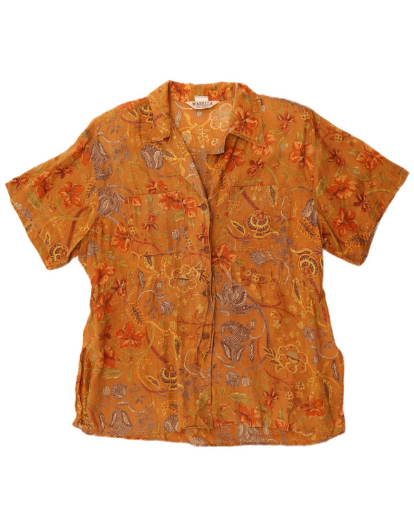 Ανδρικό κοντομάνικο πουκάμισο Marella UK 12 Μεσαίο καφέ Floral