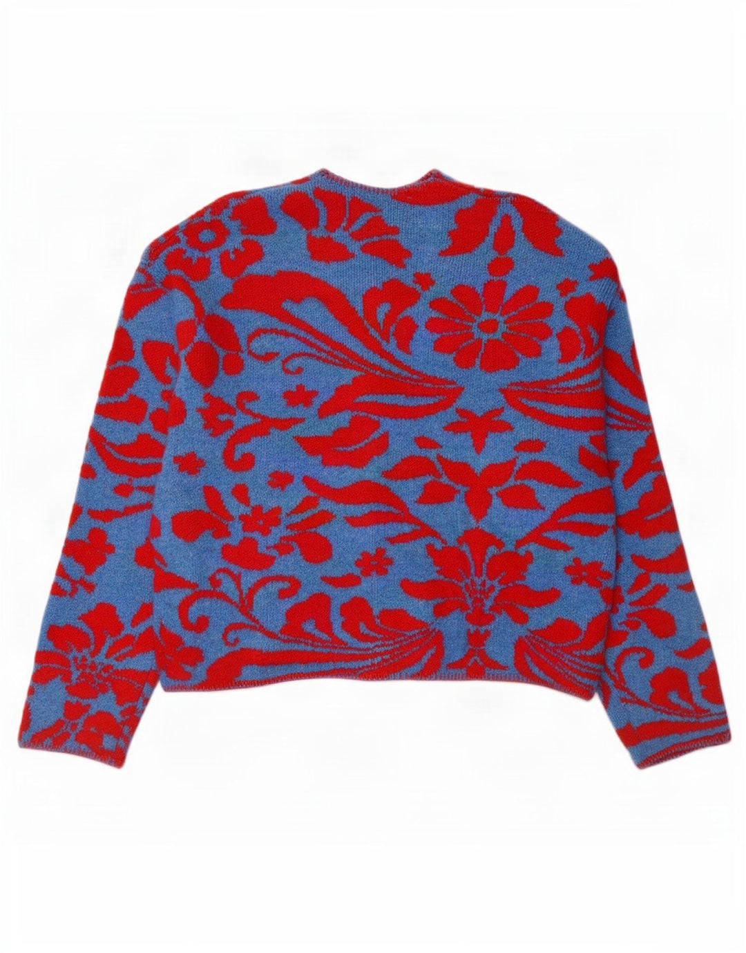 Zara Γυναικεία Ζακέτα UK 14 Medium Blue Floral Polyester