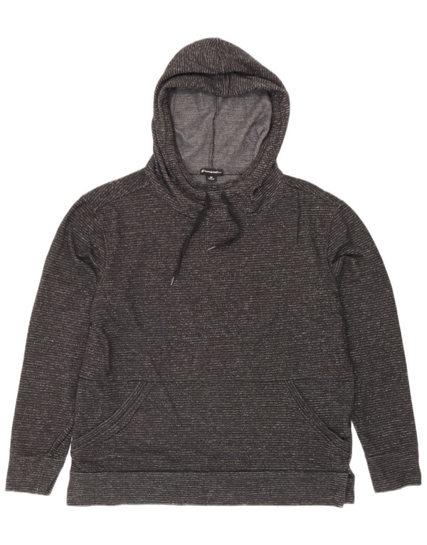 Champion Womens Hoodie Jumper UK 14 Medium Grey Flecked Cotton