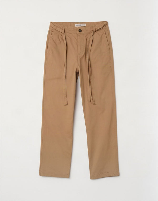 Zara Γυναικείο παντελόνι Chino με καρφίτσες Μικρό W26 L26 Μπεζ βαμβακερό
