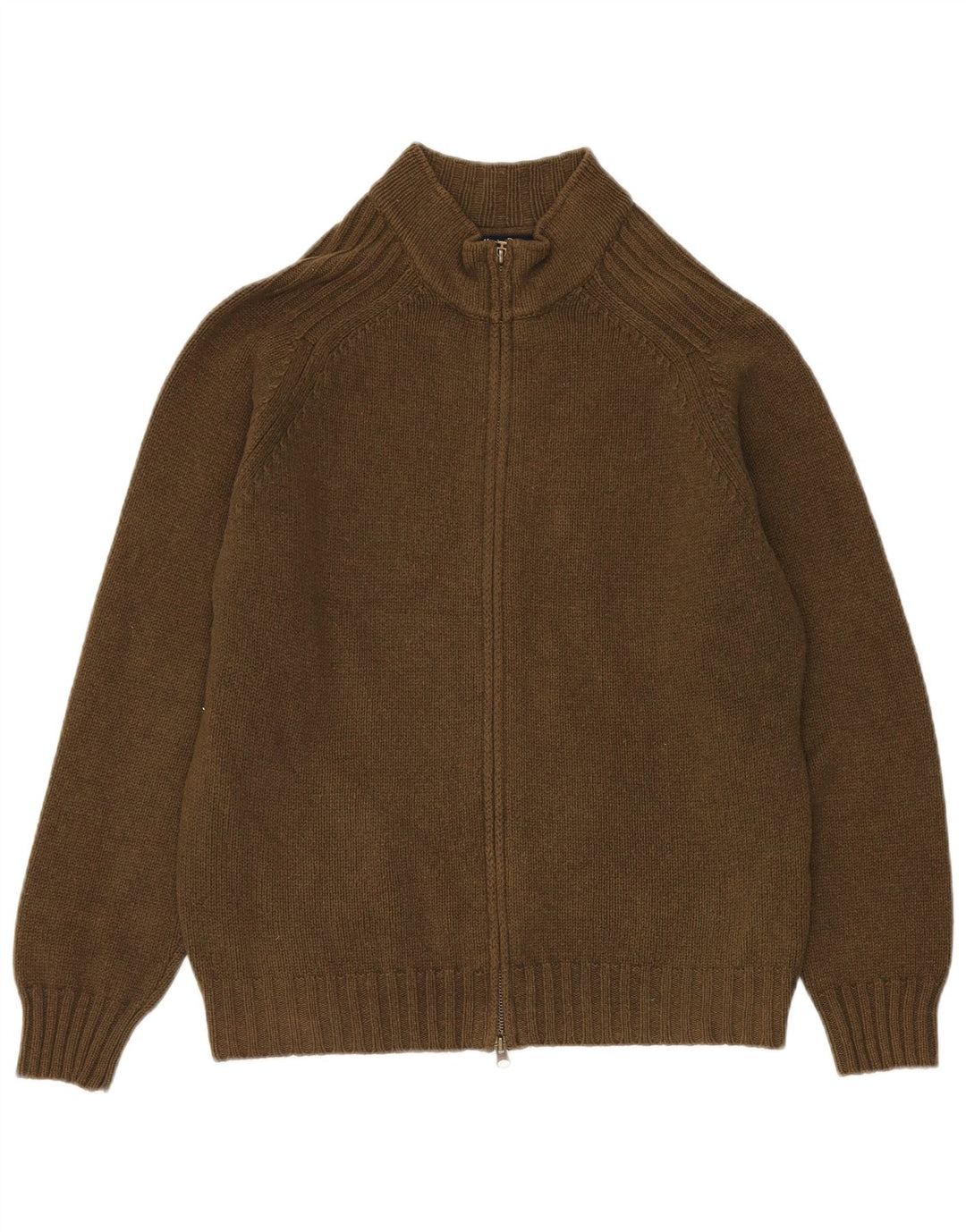 MASSIMO DUTTI Ανδρική ζακέτα πουλόβερ μεσαίο μαλλί χακί