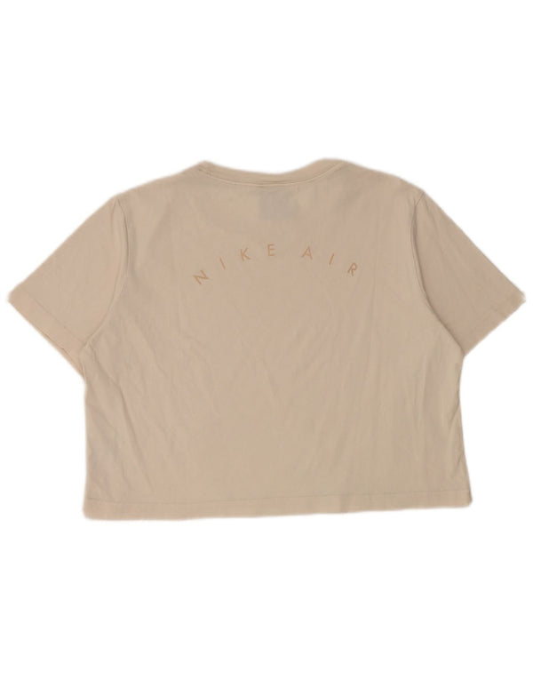 Γυναικείο μπλουζάκι Nike Crop γραφικό τοπ UK 14 μεσαίο βαμβακερό μπεζ