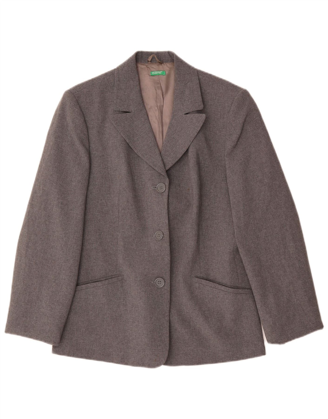 Benetton Γυναικείο Μπουφάν Blazer με 3 κουμπιά IT 44 Medium Grey Polyester