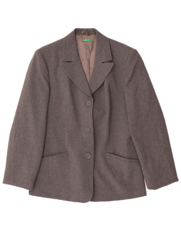 Benetton Γυναικείο Μπουφάν Blazer με 3 κουμπιά IT 44 Medium Grey Polyester