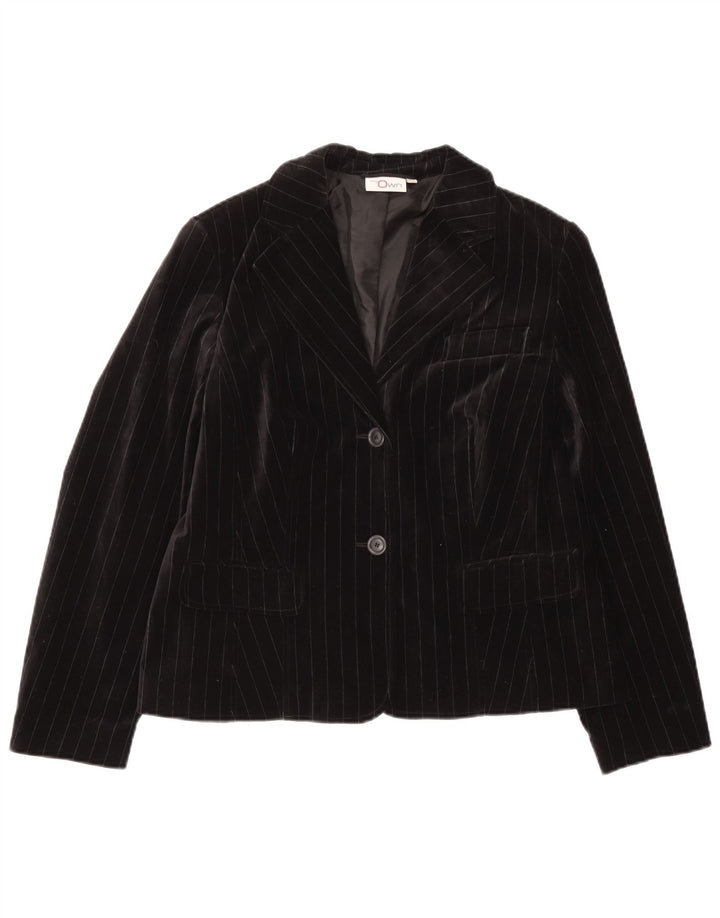 My Own Womens Velvet 2 Button Blazer Jacket IT 44 Medium Black Pinstripe