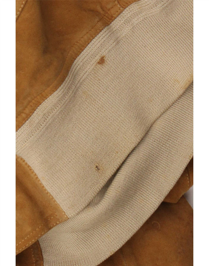 Vintage Ανδρικό Suede Bomber Jacket IT 52 XL Beige Leather