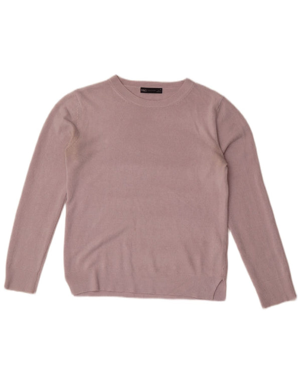 Marks & Spencer Γυναικείο πουλόβερ με λαιμόκοψη UK 10 Small Pink Acrylic
