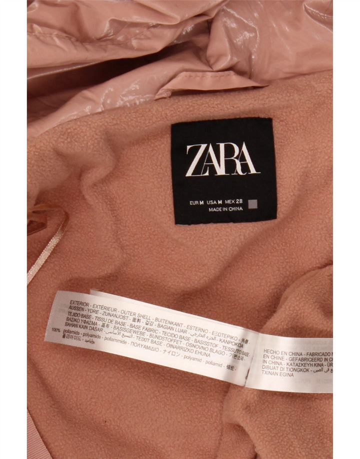Zara γυναικείο μπουφάν με κουκούλα μεγάλου μεγέθους UK 14 μεσαίο ροζ πολυαμίδιο
