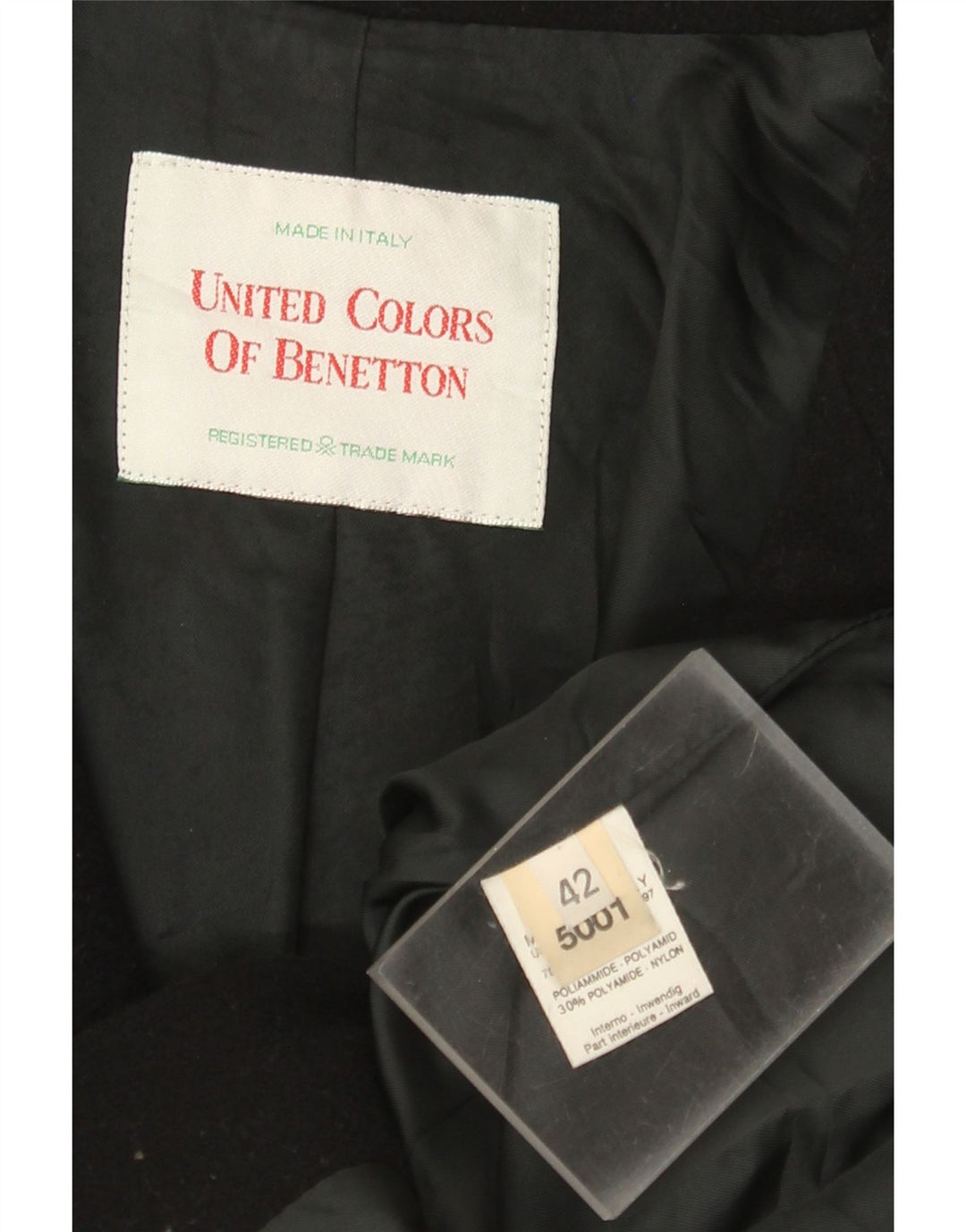 Benetton Γυναικείο Μπουφάν Blazer IT 42 Μεσαίο Μαύρο Μαλλί