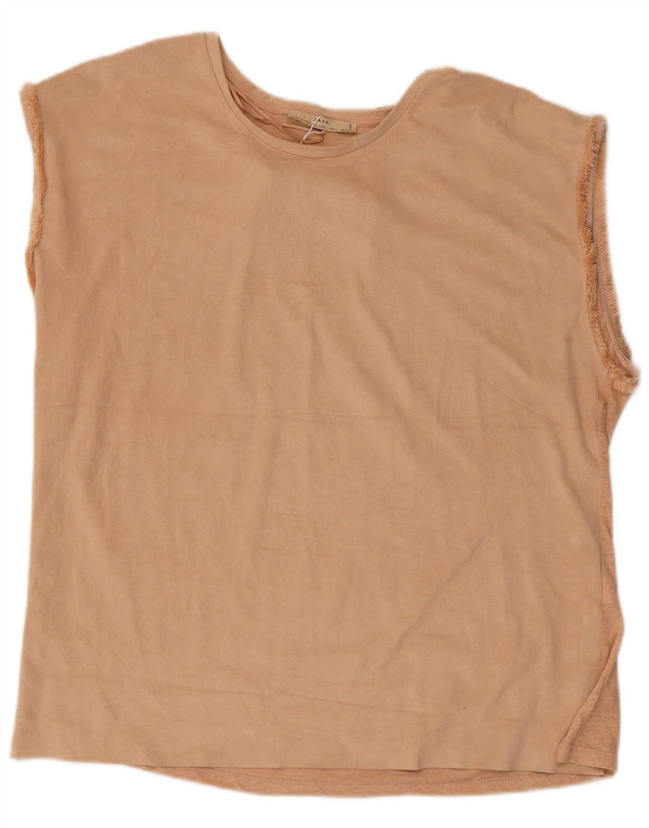 Zara Γυναικείο Γιλέκο Τοπ UK 16 Large Beige Polyester