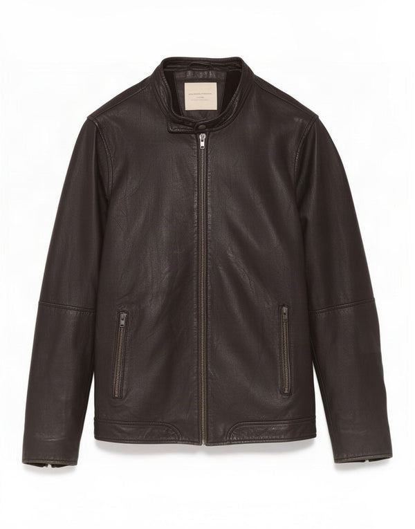 Επιλεγμένο ανδρικό δερμάτινο μπουφάν Homme Indigo UK 40 Large Black