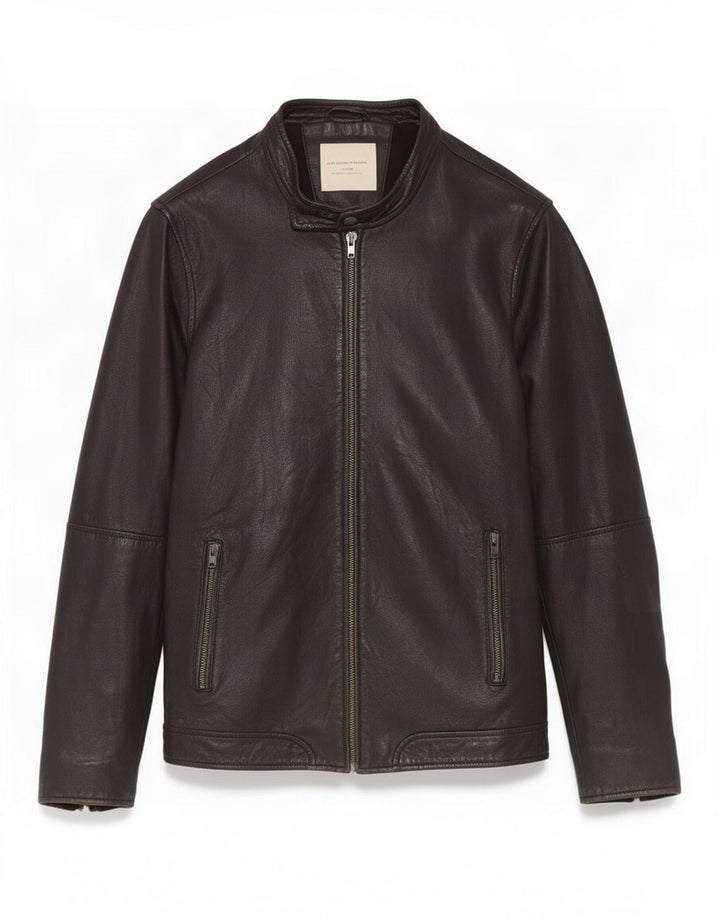 Επιλεγμένο ανδρικό δερμάτινο μπουφάν Homme Indigo UK 40 Large Black