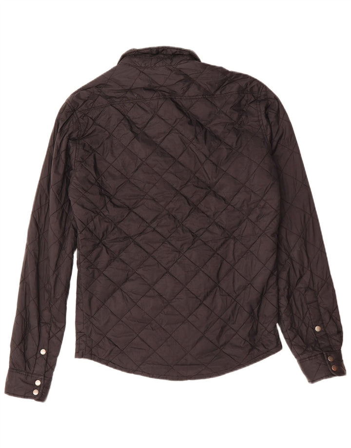 Καπιτονέ πουκάμισο ZARA Ανδρικό πουκάμισο με λεπτή εφαρμογή, μεσαίο μαύρο πολυεστέρα