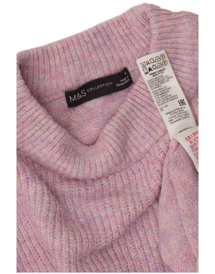 Marks & Spencer Γυναικείο πουλόβερ με λαιμόκοψη UK 14 Medium Pink Flecked