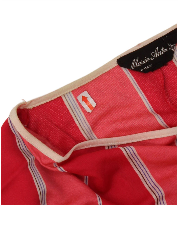 VINTAGE Γυναικεία Μπλούζα Batwing Top IT 44 Ακρυλικό μεσαίο κόκκινο ριγέ