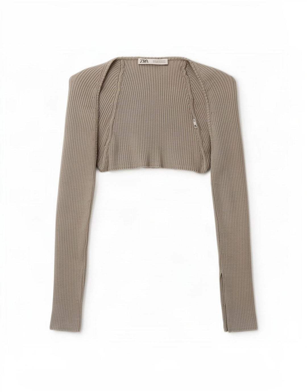 Zara Womens Crop Open Bolero Top UK 12 Medium Grey