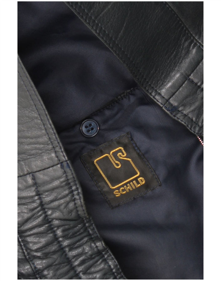Vintage Ανδρικό Δερμάτινο Μπουφάν UK 42 XL Navy Blue Leather