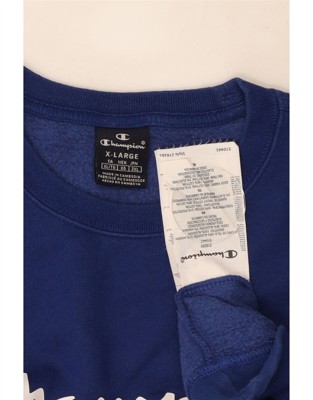 Ανδρική γραφική μπλούζα Champion Jumper XL Blue Cotton