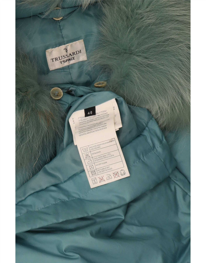 Trussardi Γυναικείο παλτό με επένδυση IT 48 XL Τυρκουάζ Πολυεστέρας