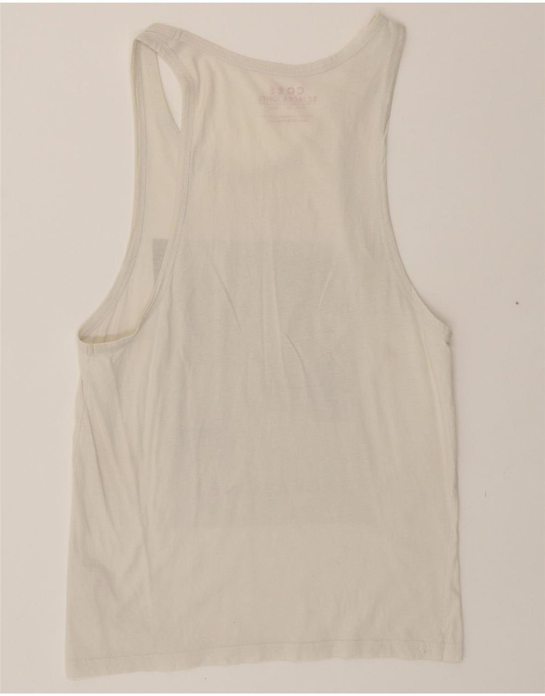JACK & JONES Mens Graphic Vest Top Small Off White Cotton Vintage Jack & Jones and Second-Hand Jack & Jones from Messina Hembry 