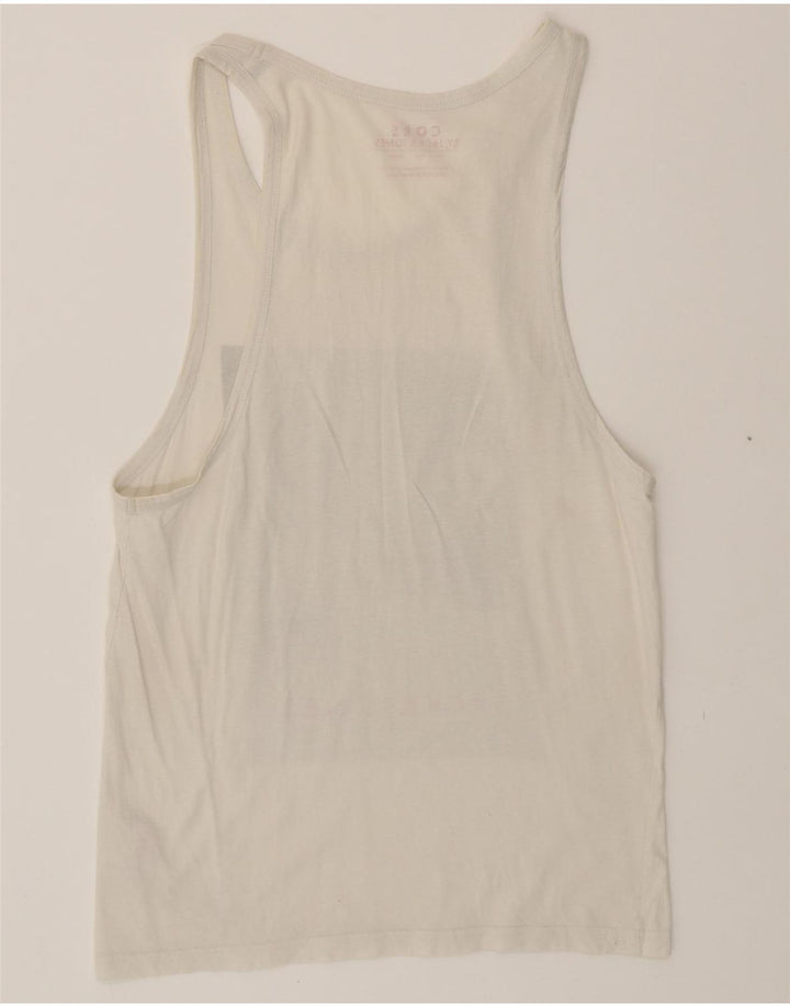 JACK & JONES Mens Graphic Vest Top Small Off White Cotton Vintage Jack & Jones and Second-Hand Jack & Jones from Messina Hembry 
