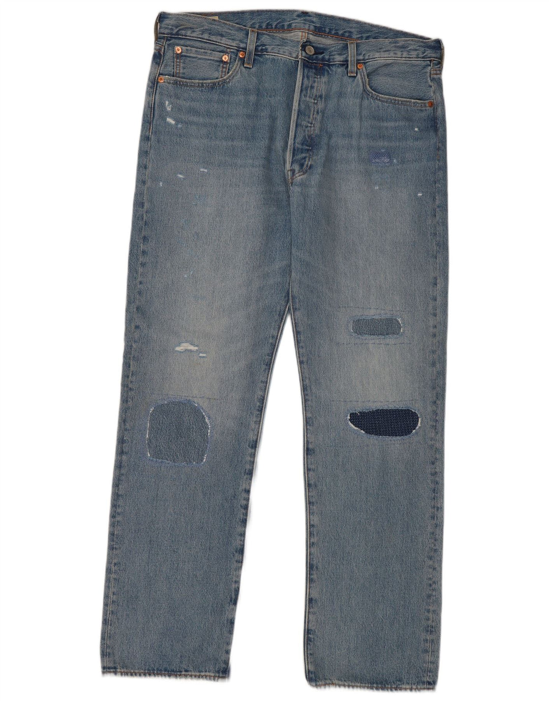 Levi's Mens 501 Straight Jeans W36 L32 Blue Patchwork Βαμβακερό
