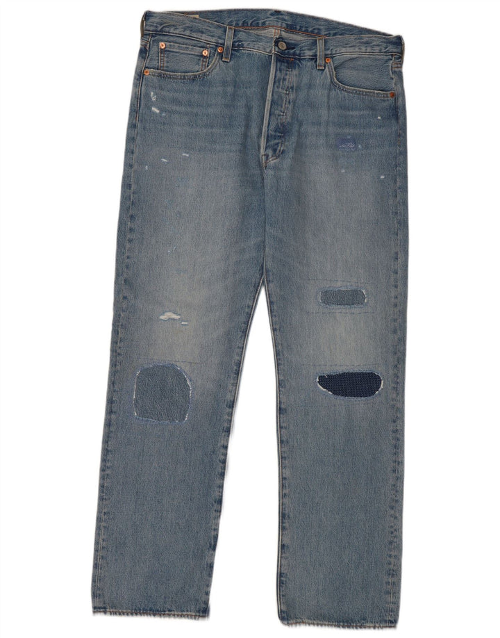 Levi's Mens 501 Straight Jeans W36 L32 Blue Patchwork Βαμβακερό