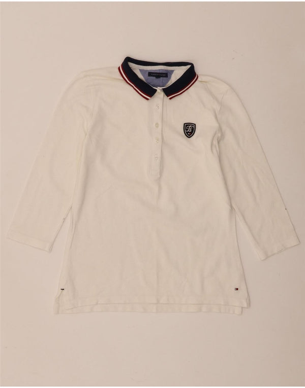 Tommy Hilfiger γυναικείο μπλουζάκι ράγκμπι πόλο με 3/4 μανίκια UK 10 Small White