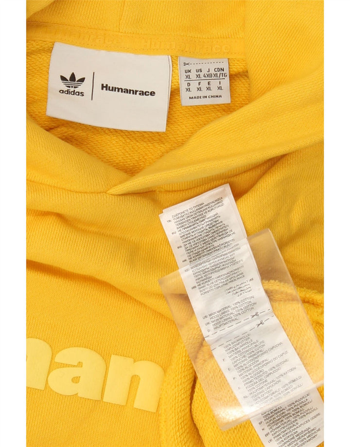 ADIDAS Mens Humanrace Graphic Hoodie Jumper XL Κίτρινο βαμβακερό