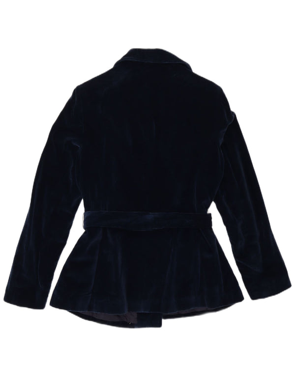 Vintage Γυναικείο Velvet Blazer Jacket UK 12 Medium Navy Blue