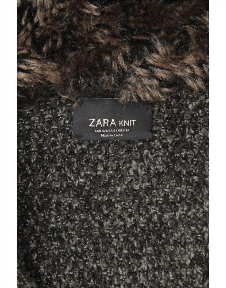 Zara γυναικείο πλεκτό πανωφόρι UK 10 Small Black flecked Acrylic