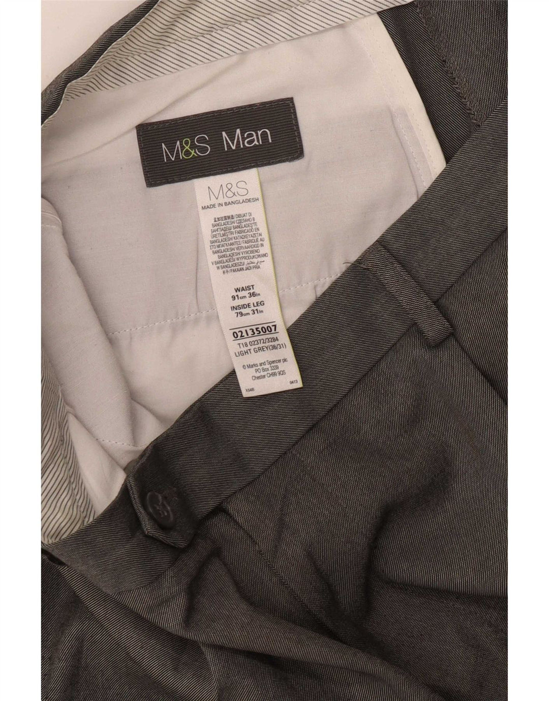 Marks & Spencer Ανδρικό παντελόνι με καρφίτσα W36 L31 Γκρι Πολυεστέρας