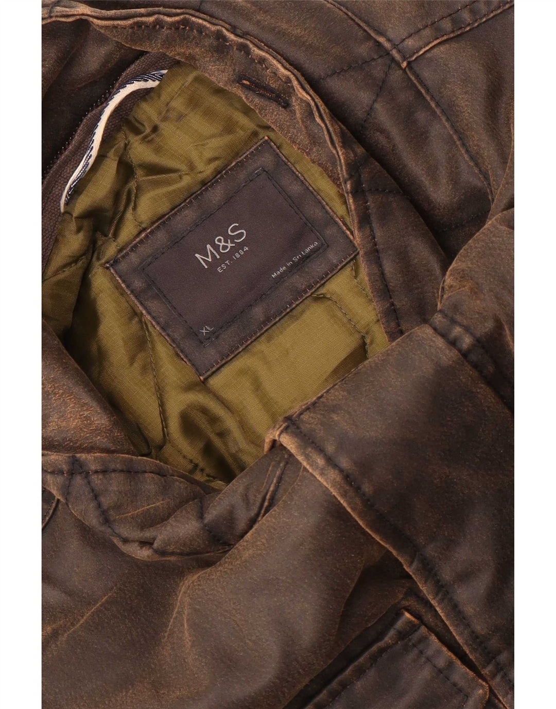 Marks & Spencer Ανδρικό κερωμένο βαμβακερό μπουφάν UK 42 XL καφέ