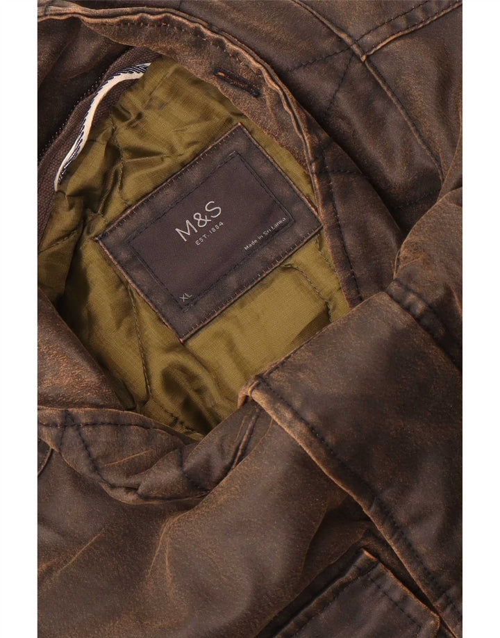 Marks & Spencer Ανδρικό κερωμένο βαμβακερό μπουφάν UK 42 XL καφέ