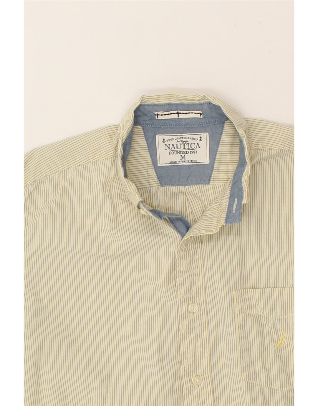 NAUTICA Mens Shirt Medium Yellow Pinstripe Cotton Vintage Nautica and Second-Hand Nautica from Messina Hembry 