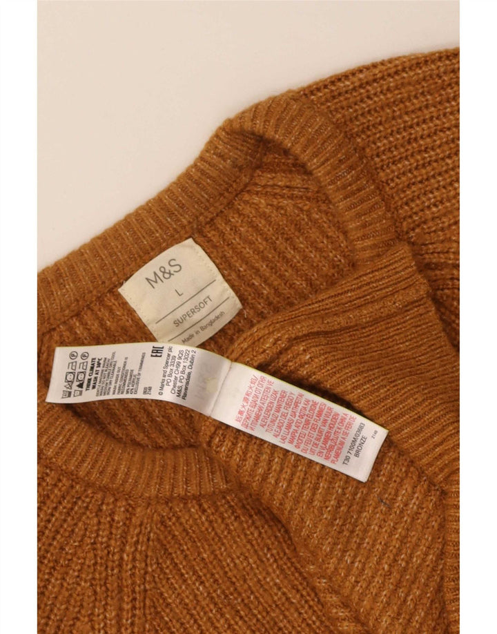 Marks & Spencer Ανδρικό πουλόβερ με λαιμόκοψη μεγάλο καφέ πολυαμίδιο