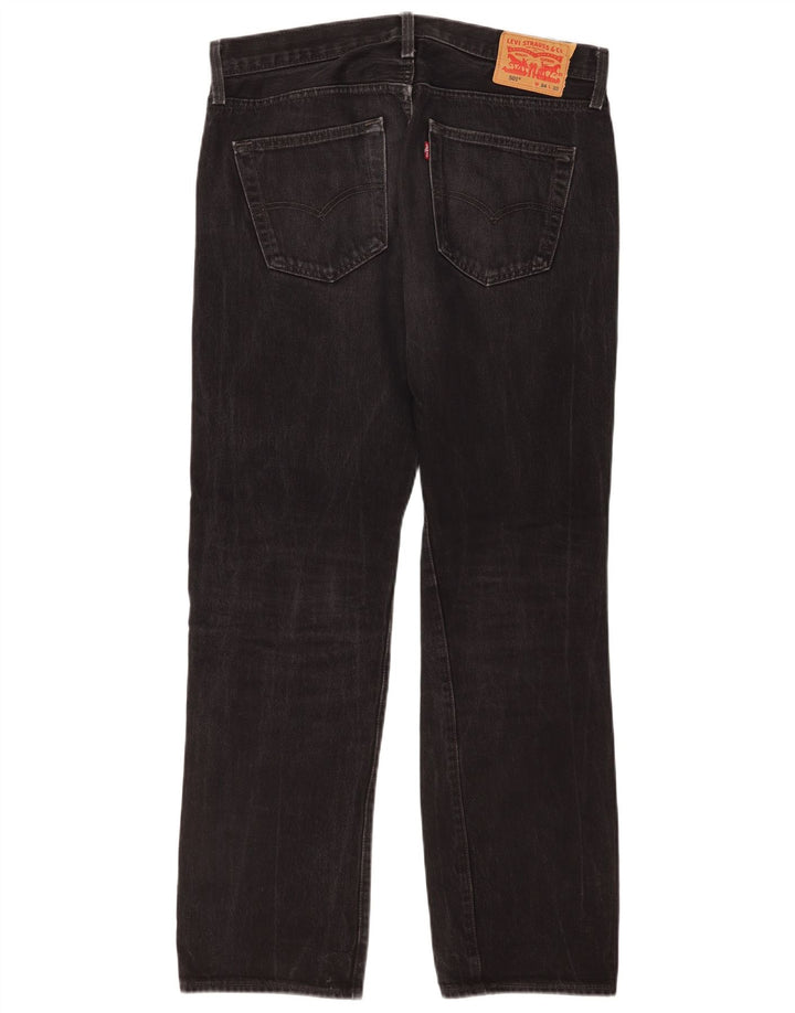 Levi's Mens 501 Straight Jeans W34 L32 Μαύρο βαμβακερό