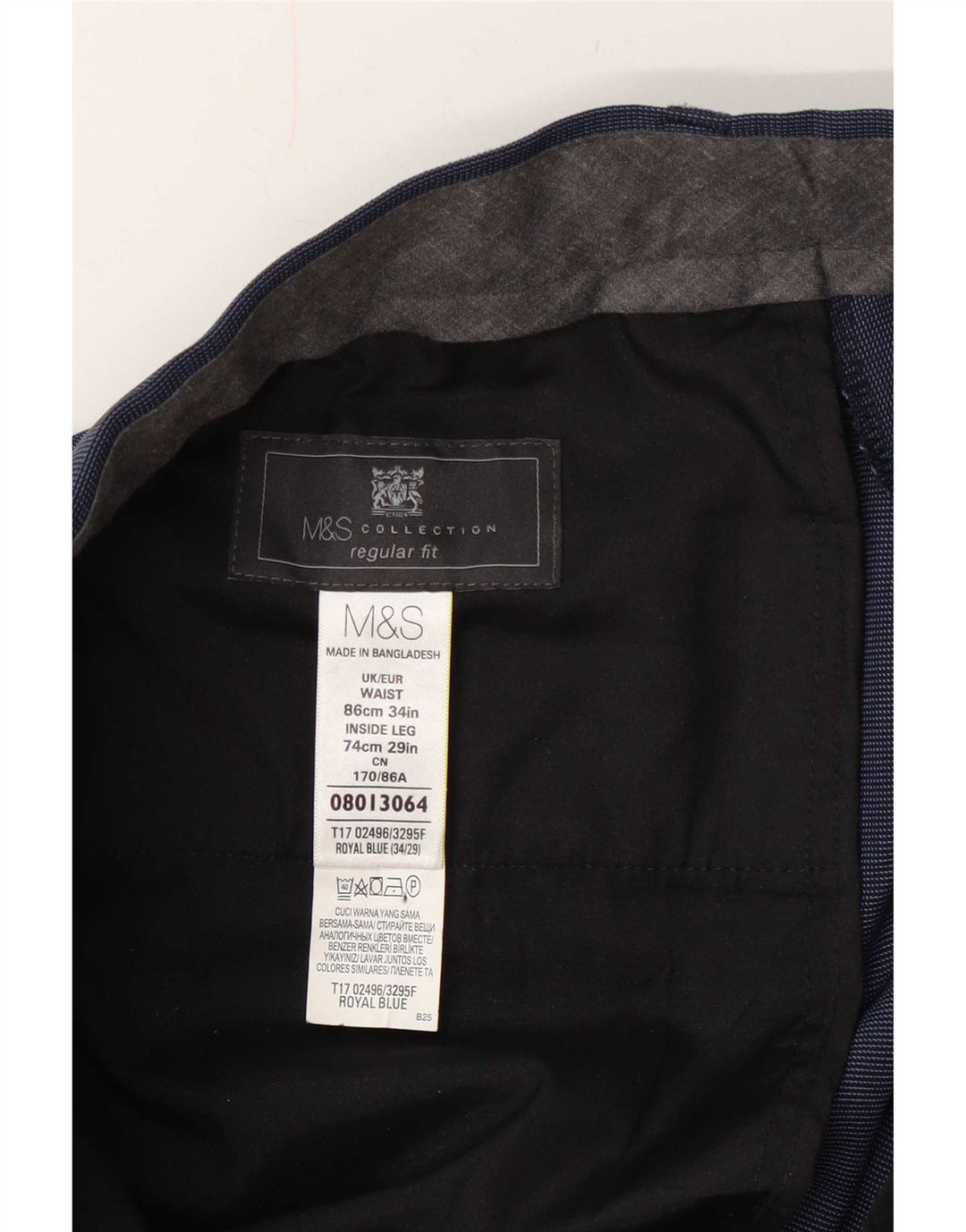 Ανδρικό παντελόνι με κανονική εφαρμογή Marks & Spencer W34 L29 Navy Blue Spotted